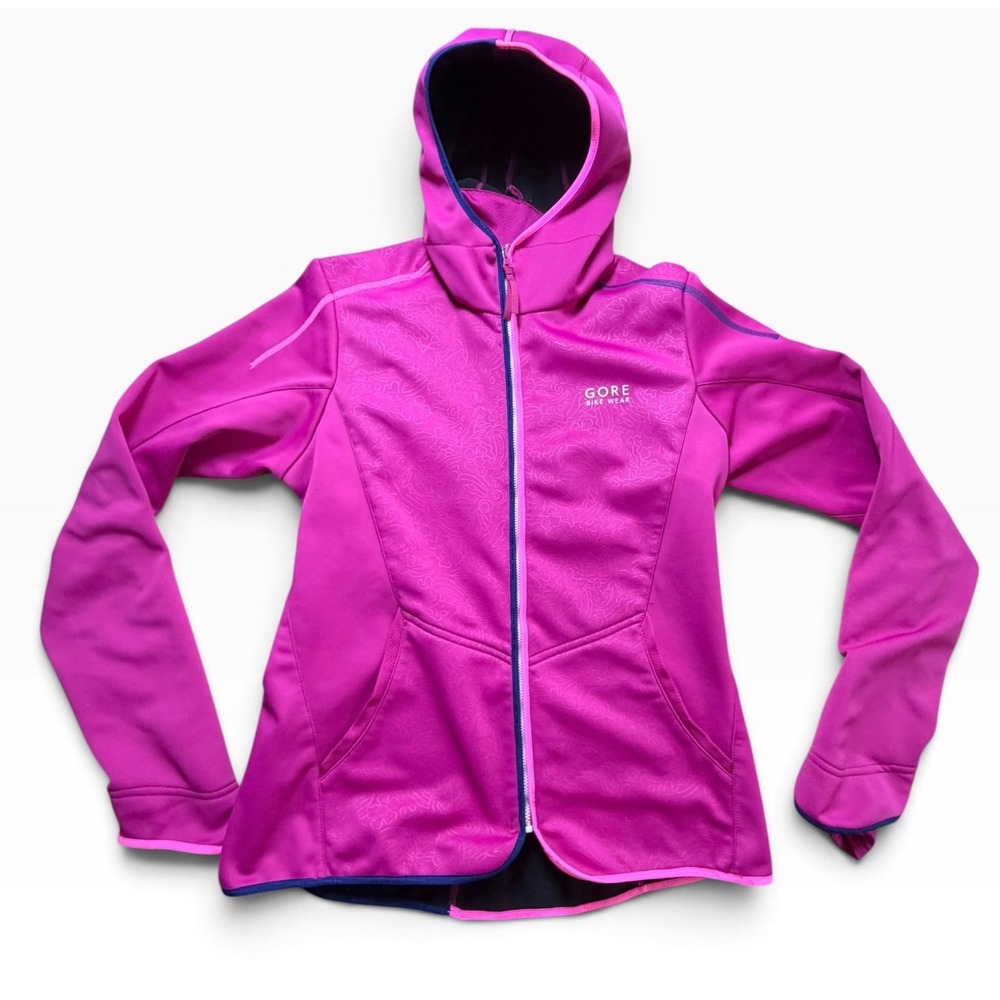 Gore Bike Wear Windstopper Soft Shell Hooded Cycling Jacket Pink Women Large
